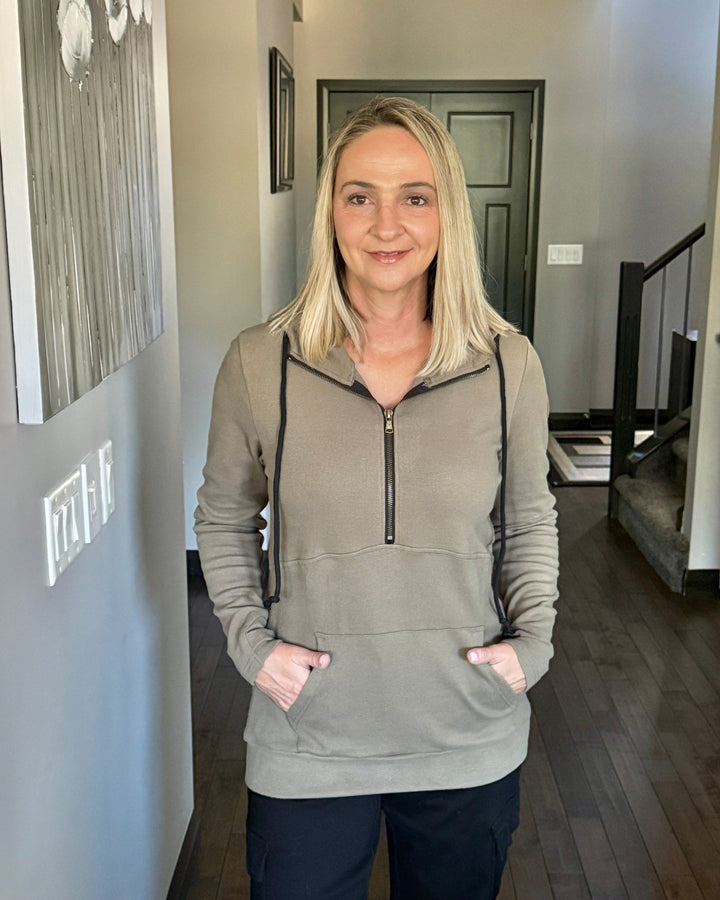 Michelle Mae | Classic HalfZip Hoodie | Olive