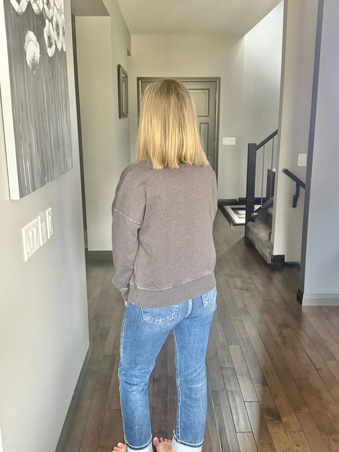 Burned Out Crew Neck Pullover | Black