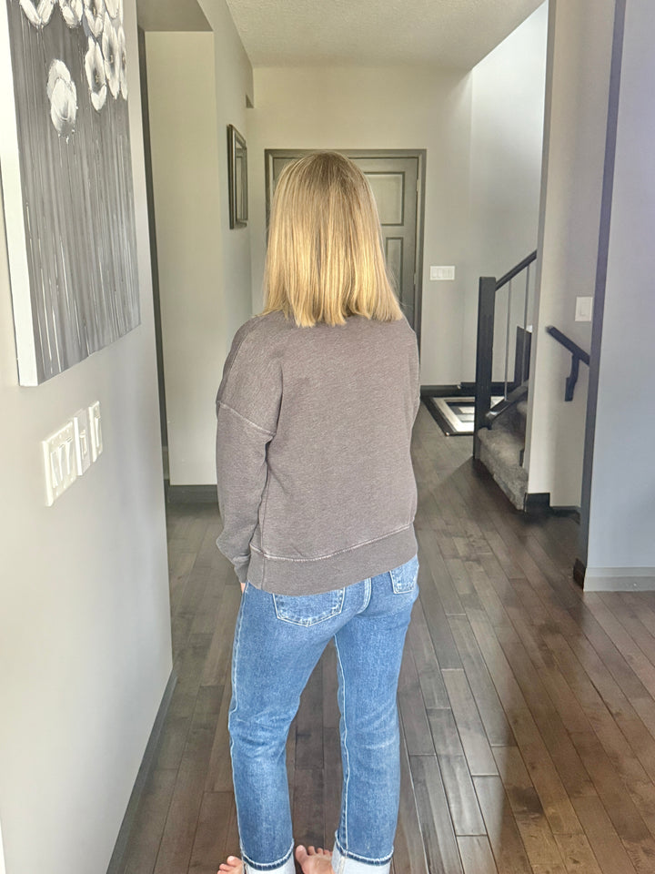 Burned Out Crew Neck Pullover | Black