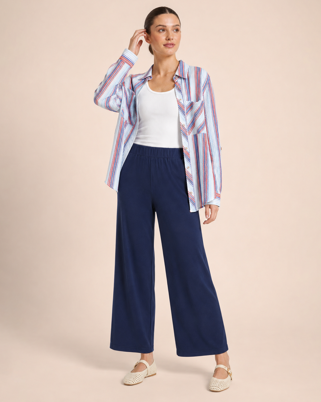 Grace and Lace | Weekend Ease Wide Leg Crop Pant| Navy