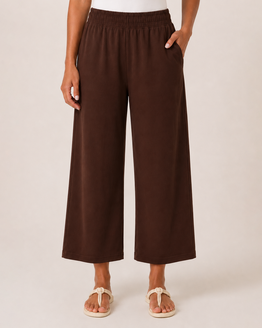 Grace and Lace | Weekend Ease Wide Leg Crop Pant | Brown