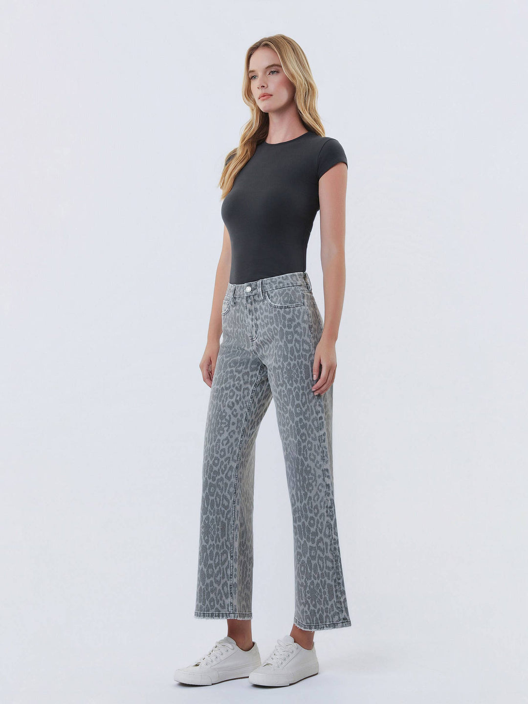 Vervet | Crop Wide Leg Leopard Jeans