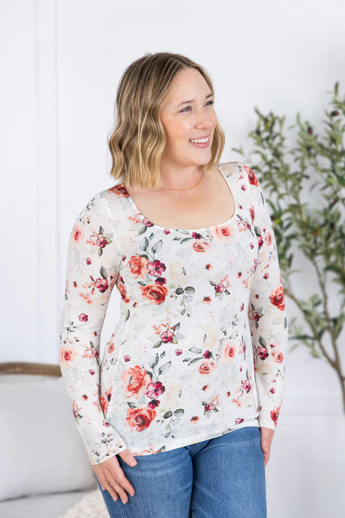 Michelle Mae | Alyssa Long Sleeve Top | Pink Bloom