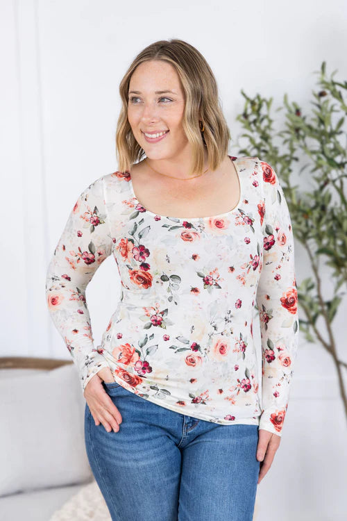Michelle Mae | Alyssa Long Sleeve Top | Pink Bloom