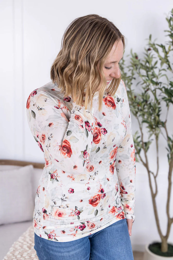 Michelle Mae | Blair Long Sleeve Top | Pink Bloom