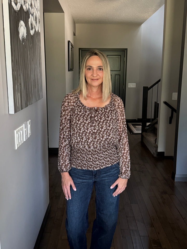 Gemma Smocked Waist Ditsy Top