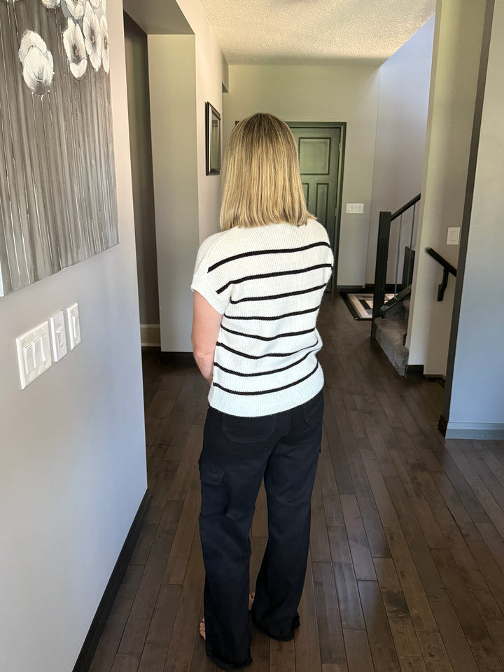 Michelle Mae | Striped Sweater Top | Ivory