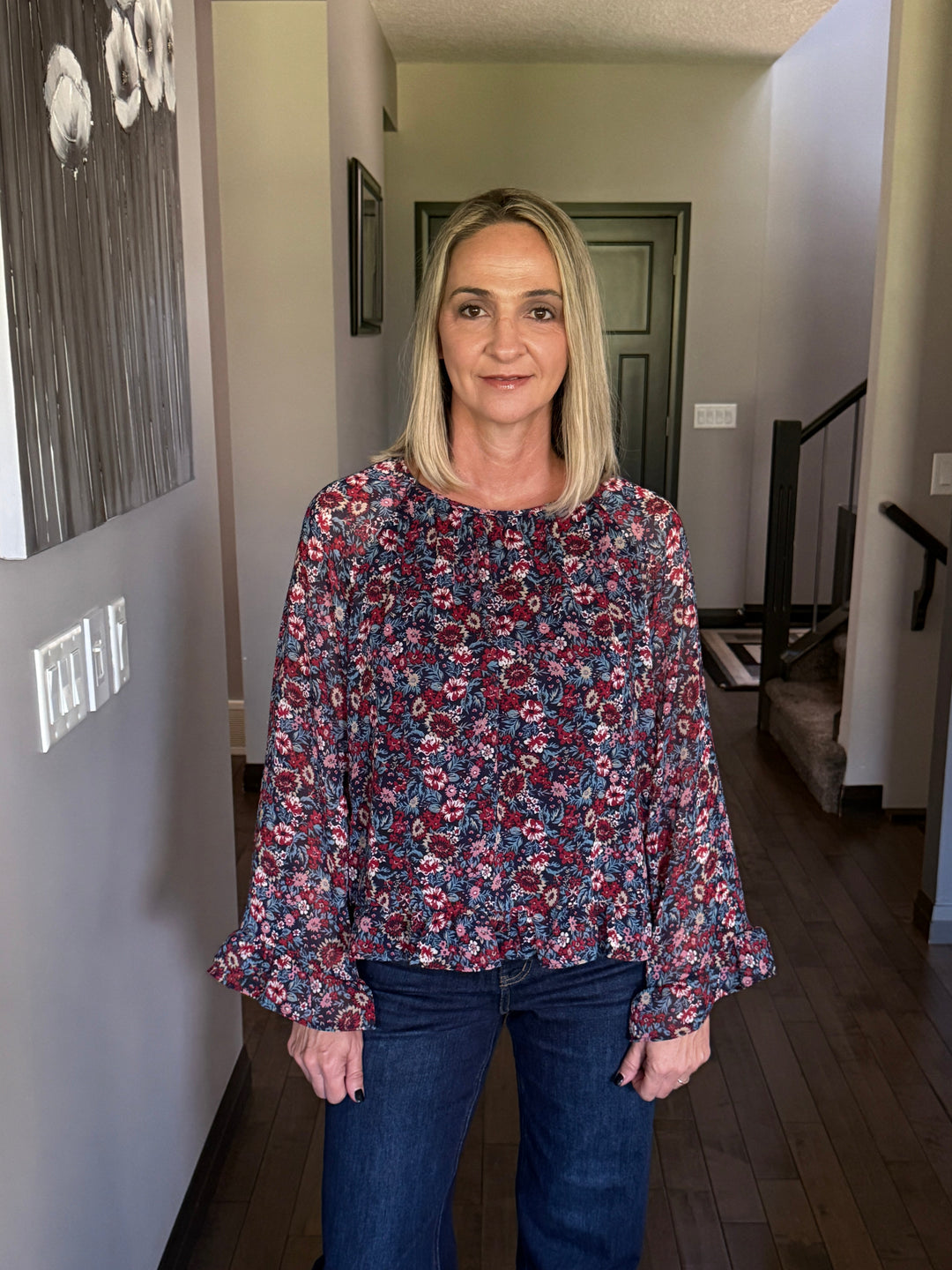 Ruffle Hem Floral Top