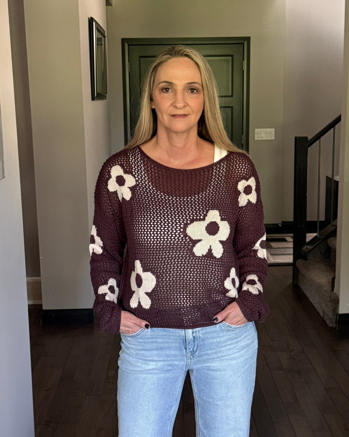 Lina Floral Crochet Top | Blackberry