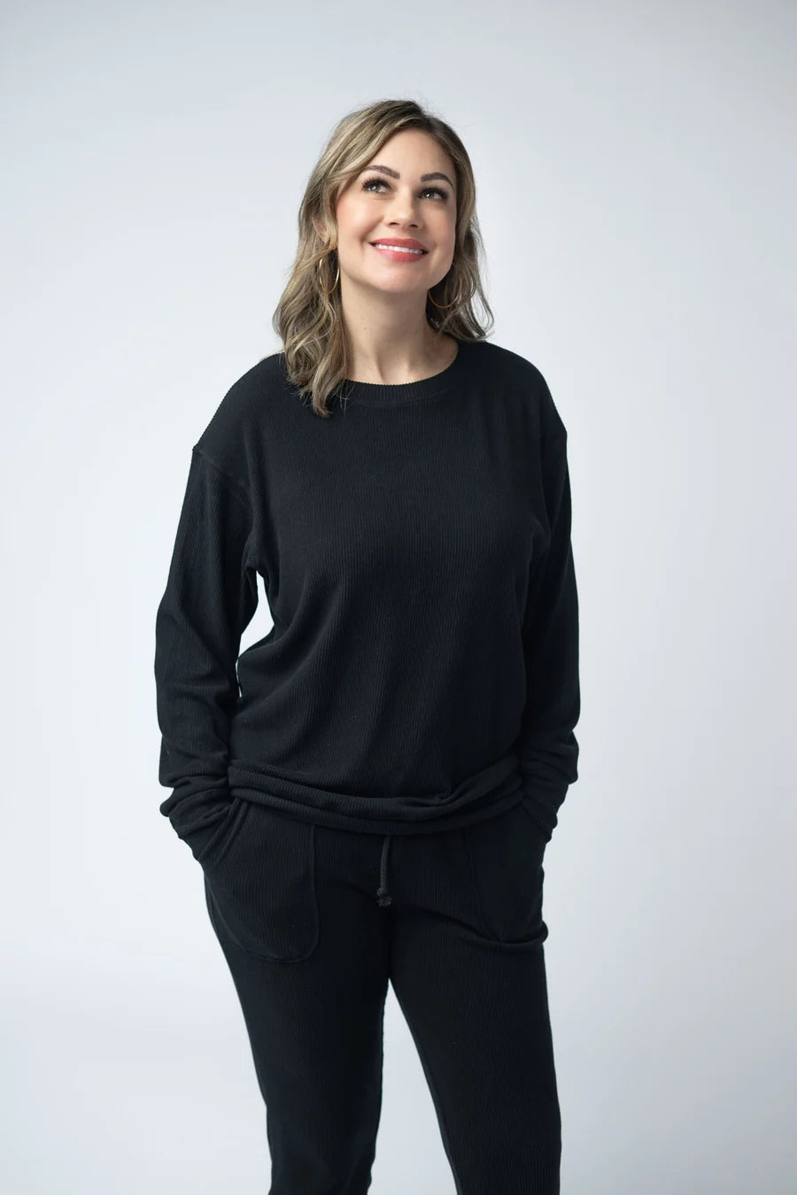 PREORDER  Michelle Mae | Corrine Ribbed Pullover | Black