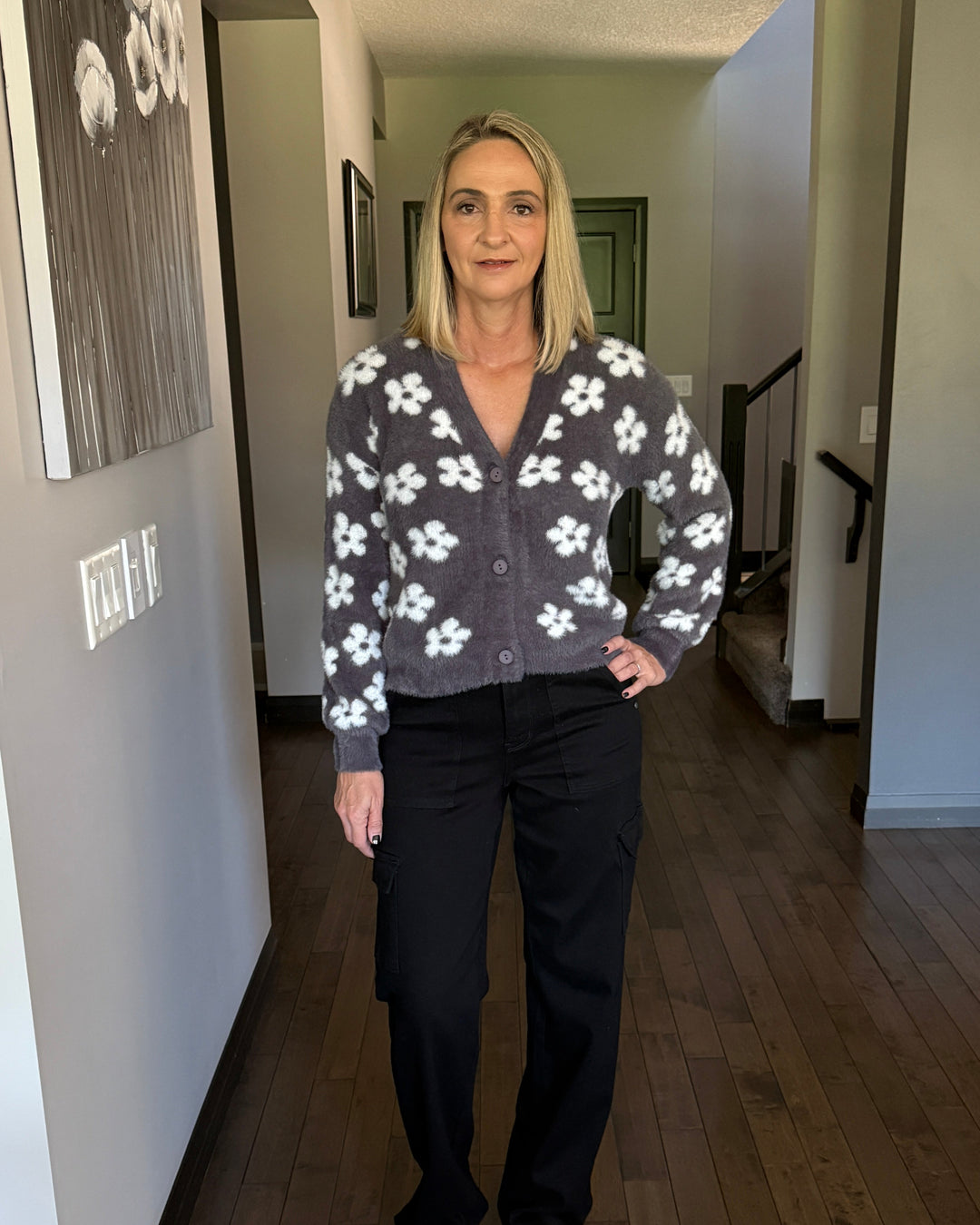 Fuzzy Floral Cardigan