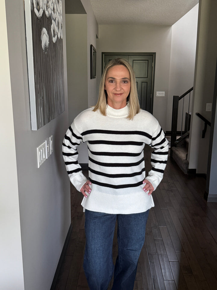 Millie Striped Sweater | Ivory & Black