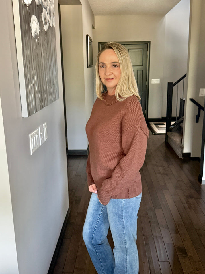 Danny Drop Shoulder Sweater | Brown