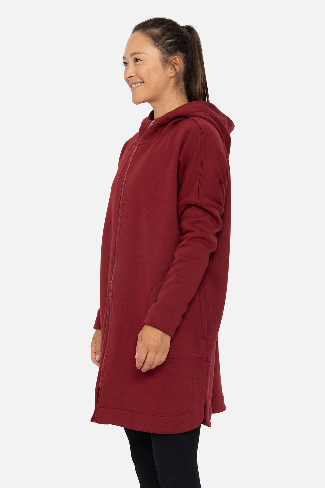 Longline Zip Up Jacket | Red Velvet
