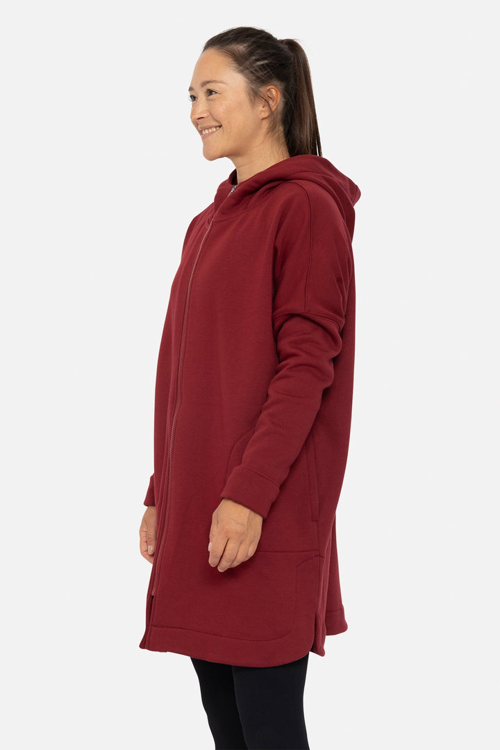Longline Zip Up Jacket | Red Velvet