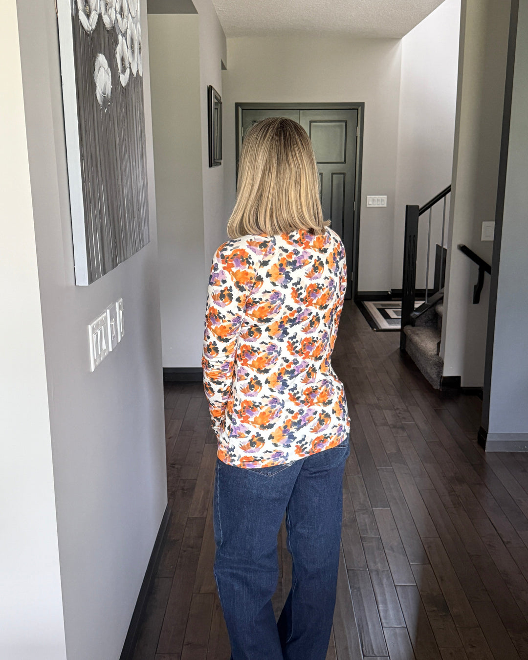 Michelle Mae | Blair Long Sleeve Top | Autumn Purple Abstract