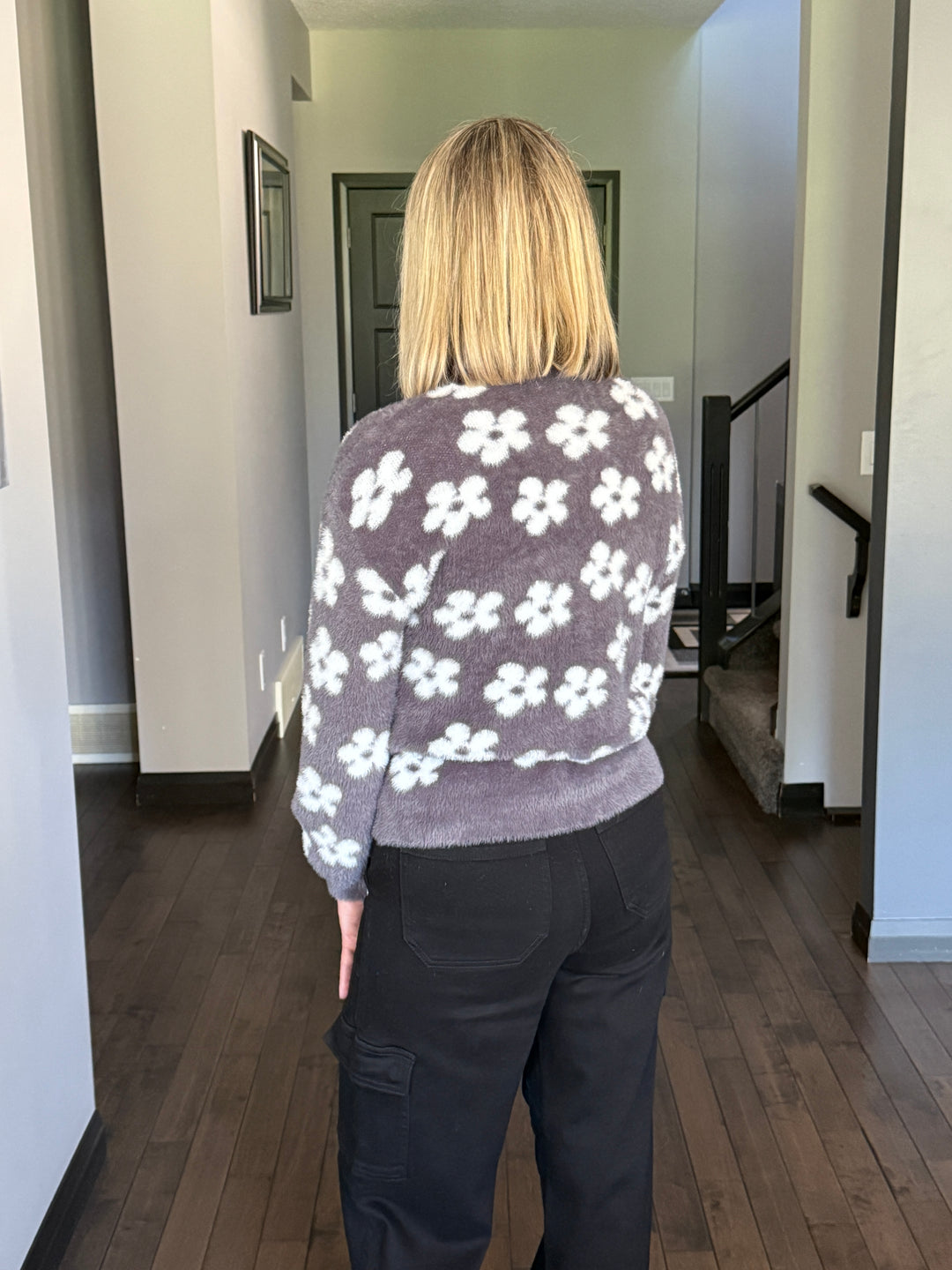 Fuzzy Floral Cardigan