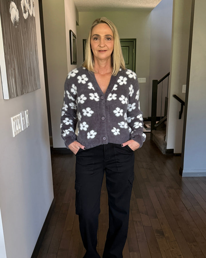 Fuzzy Floral Cardigan