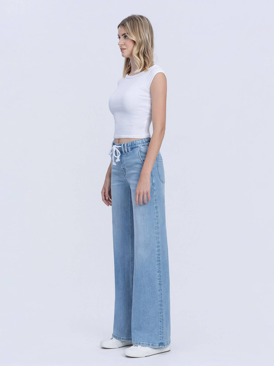 Vervet | Jonie Drawstring Long Wide Leg Jeans