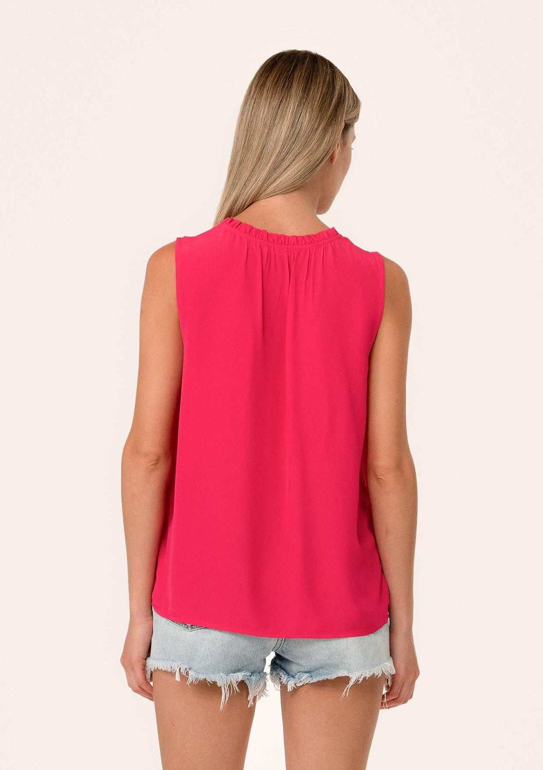 Lovestitch | Ruffle Tie Neck Sleeveless Top | Watermelon