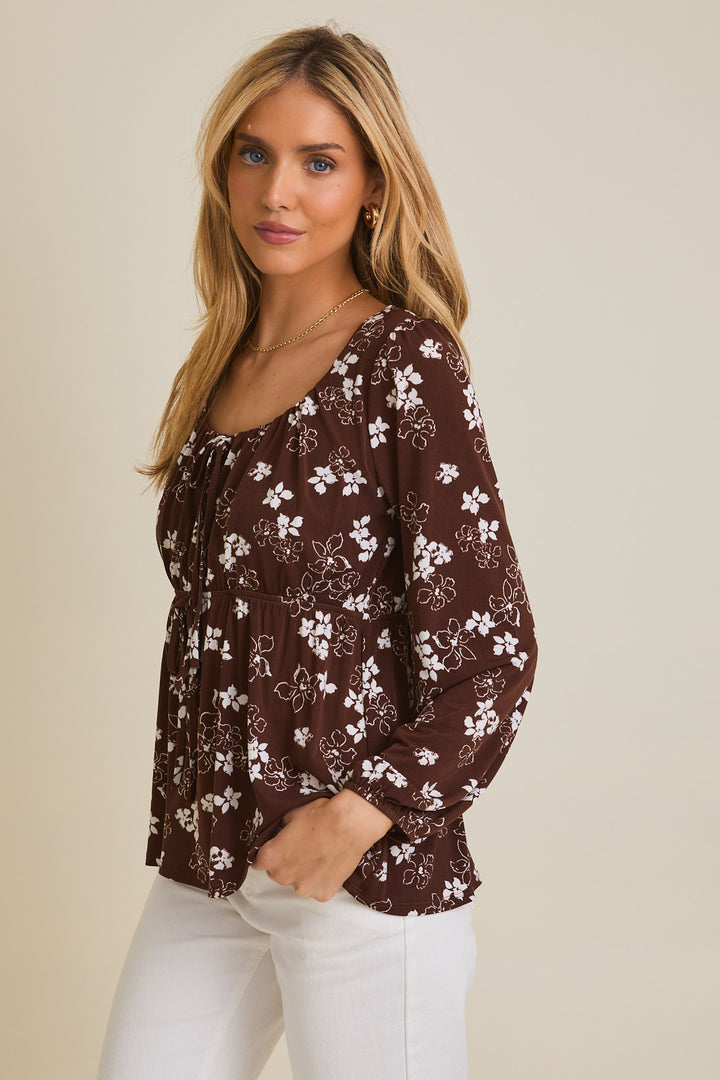 Iris Front Tie Floral Top