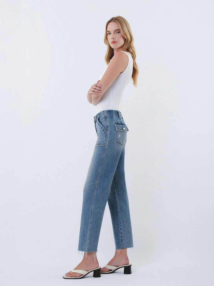 Vervet | Patch Pocket Slim Wide Leg Jeans