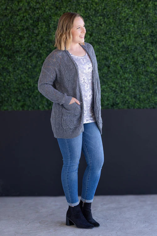 Michelle Mae | Open Knit Cardigan | Grey