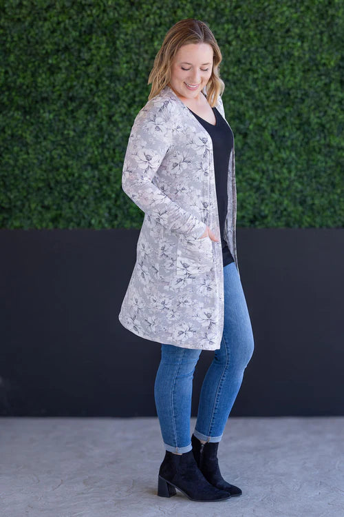 Michelle Mae | Classic Cardigan | Vintage Grey Floral
