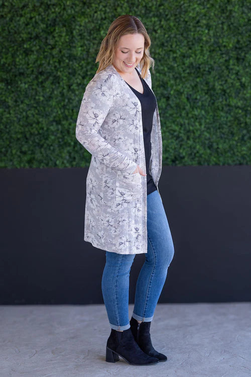 Michelle Mae | Classic Cardigan | Vintage Grey Floral