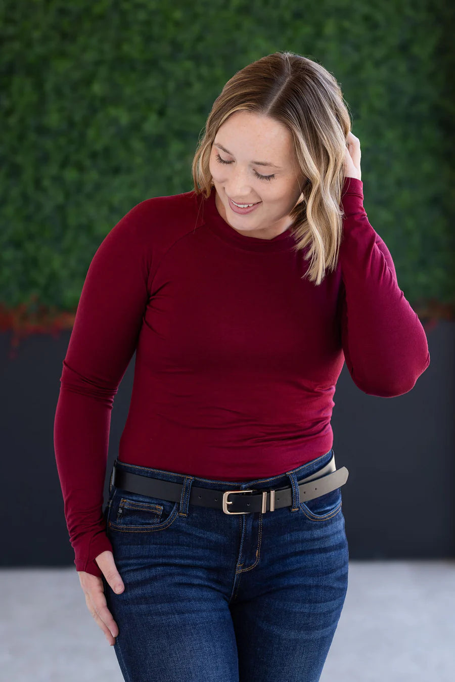 Michelle Mae | Blair Long Sleeve Top | Burgundy