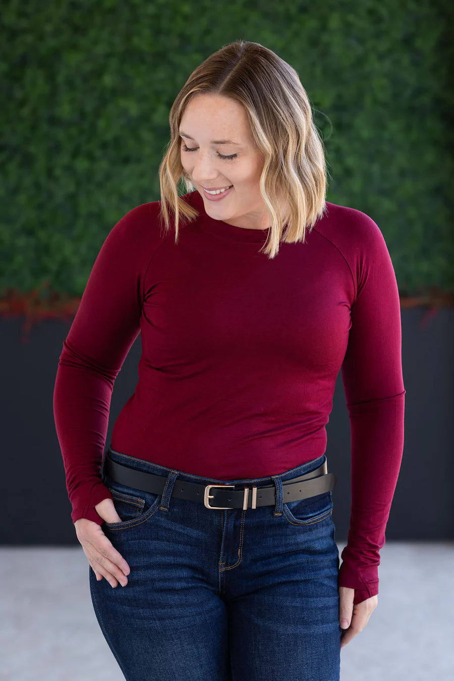 Michelle Mae | Blair Long Sleeve Top | Burgundy