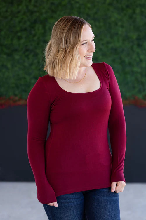 Michelle Mae | Alyssa Long Sleeve Top | Burgundy