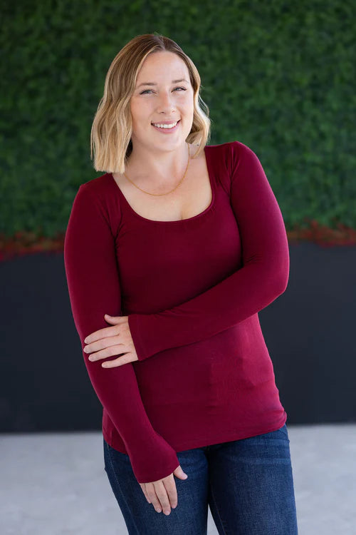 Michelle Mae | Alyssa Long Sleeve Top | Burgundy