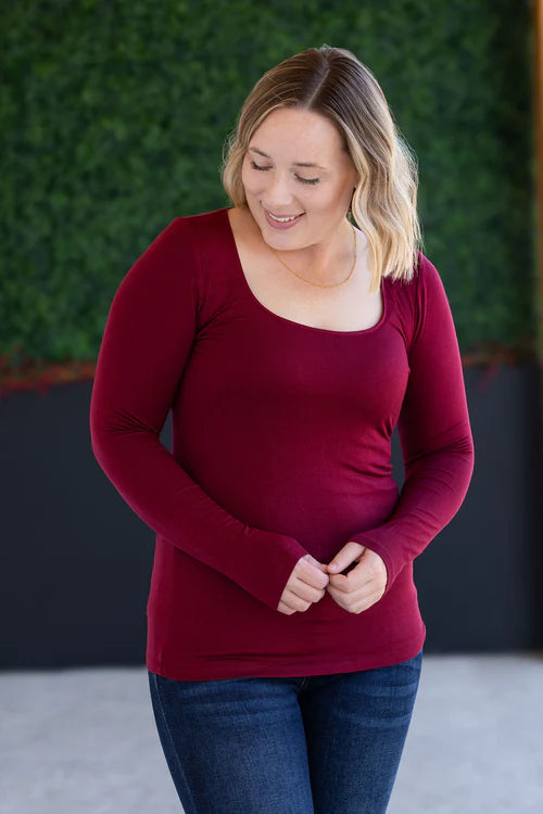 Michelle Mae | Alyssa Long Sleeve Top | Burgundy