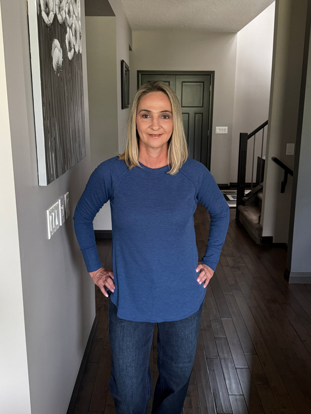 Bryn Baby Waffle Long Sleeve Tee | Light Navy