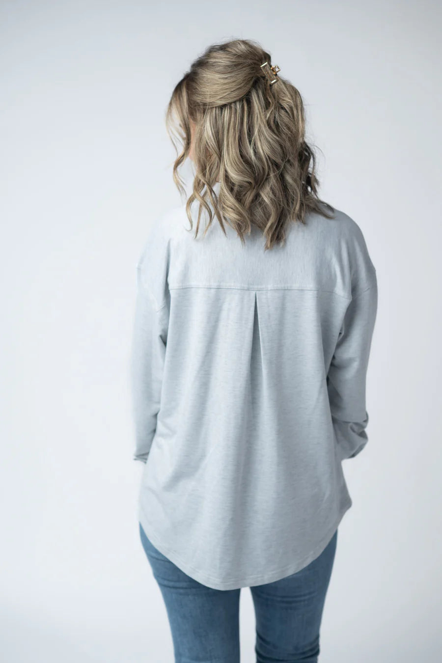 Michelle Mae | Brenna Button Down Top | Grey