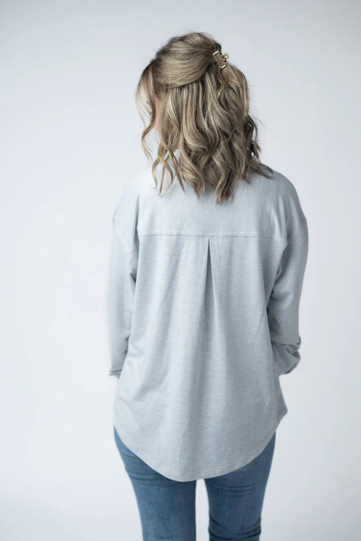 Michelle Mae | Brenna Button Down Top | Grey