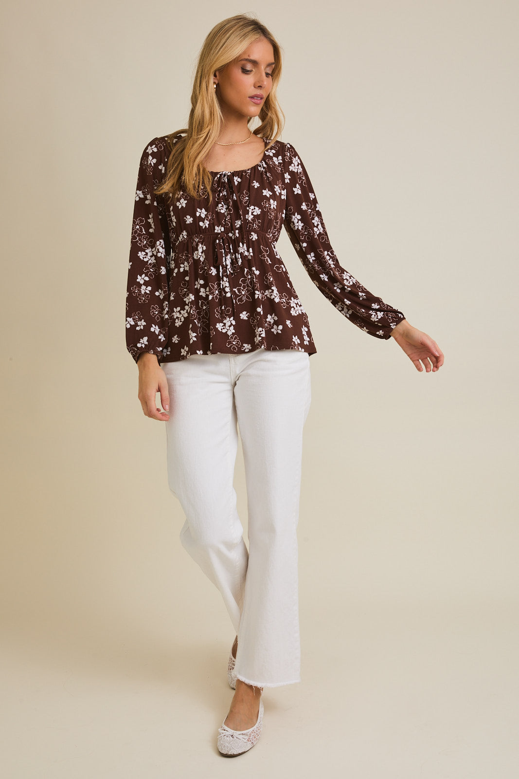 Iris Front Tie Floral Top