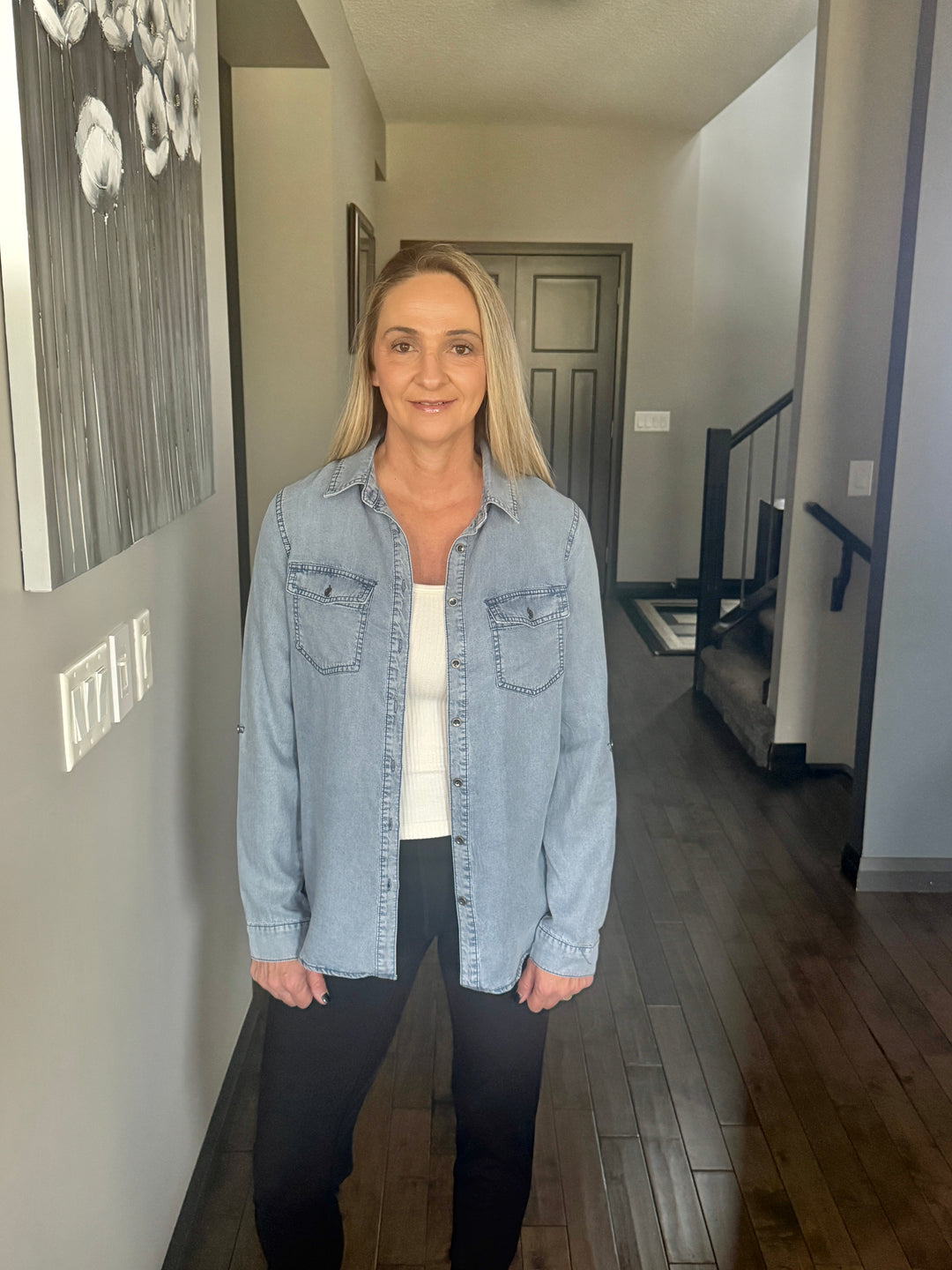 Chambray Button Down | Medium Dark Wash