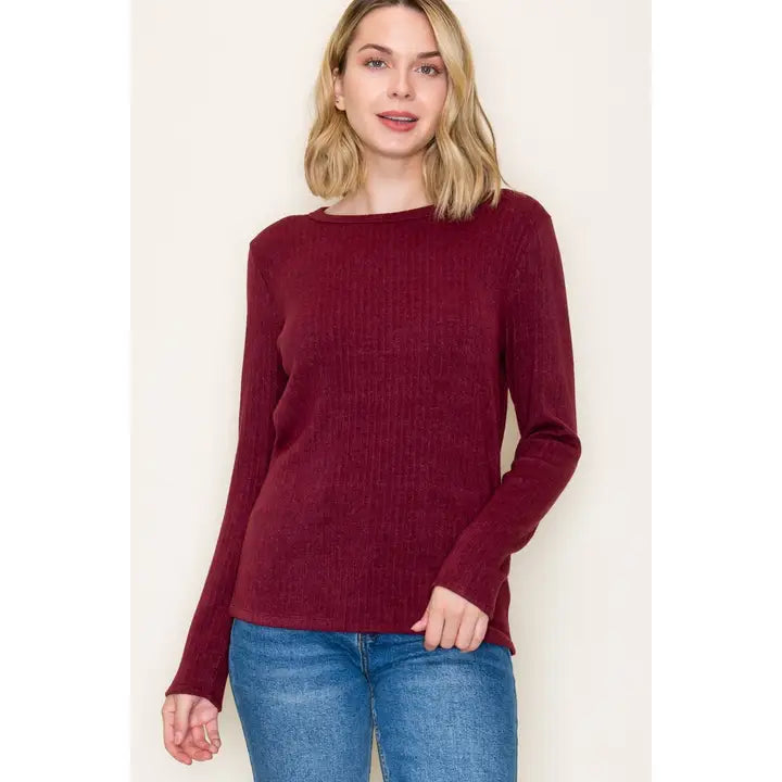 Classic Ribbed Pullover | Burgundy