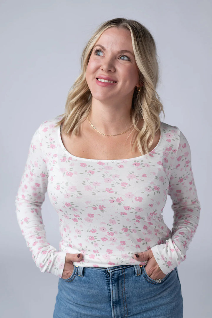 Michelle Mae | Alyssa Long Sleeve Top | Pretty In Pink Floral