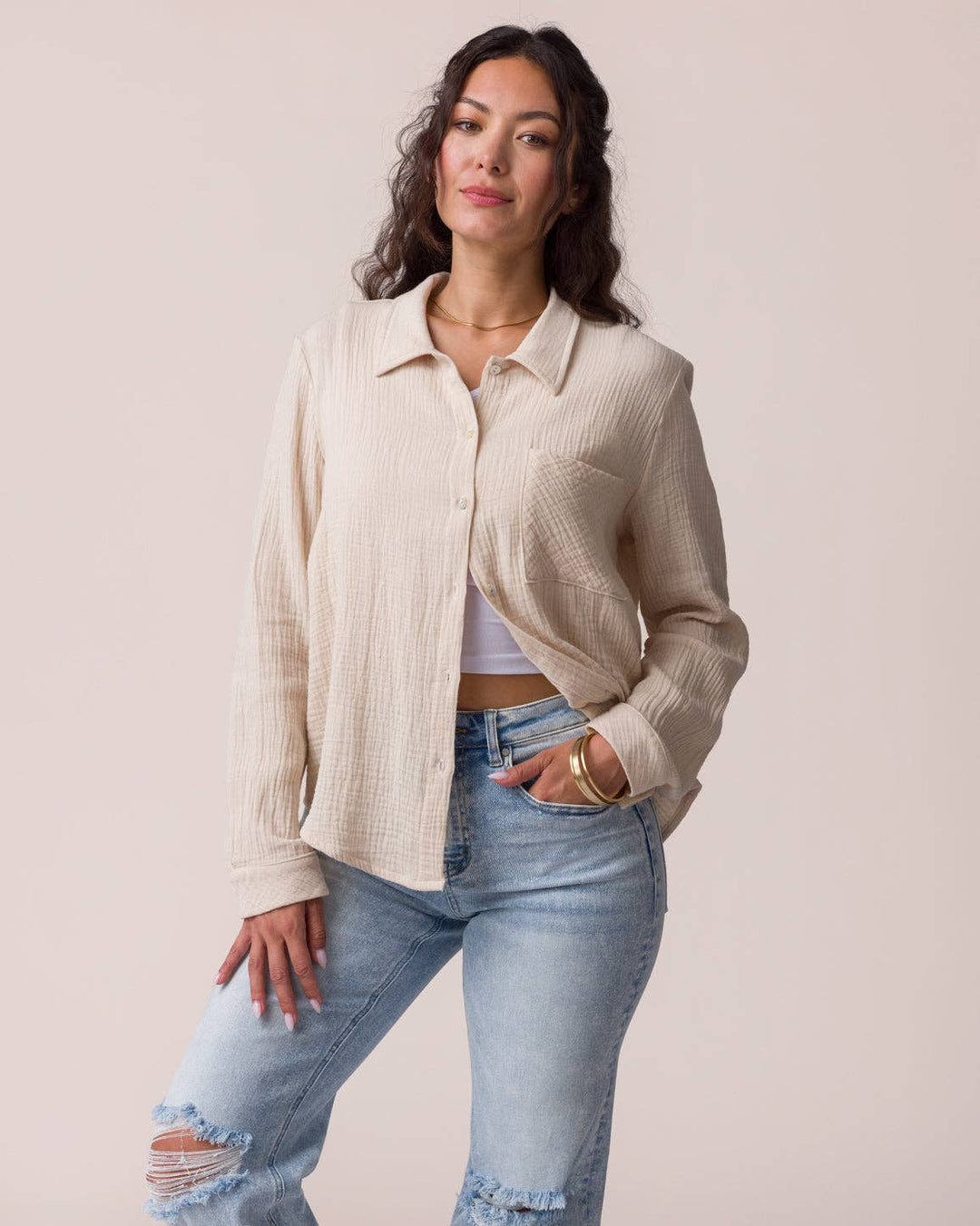 Grace and Lace | Effortless Button-Up | Natural