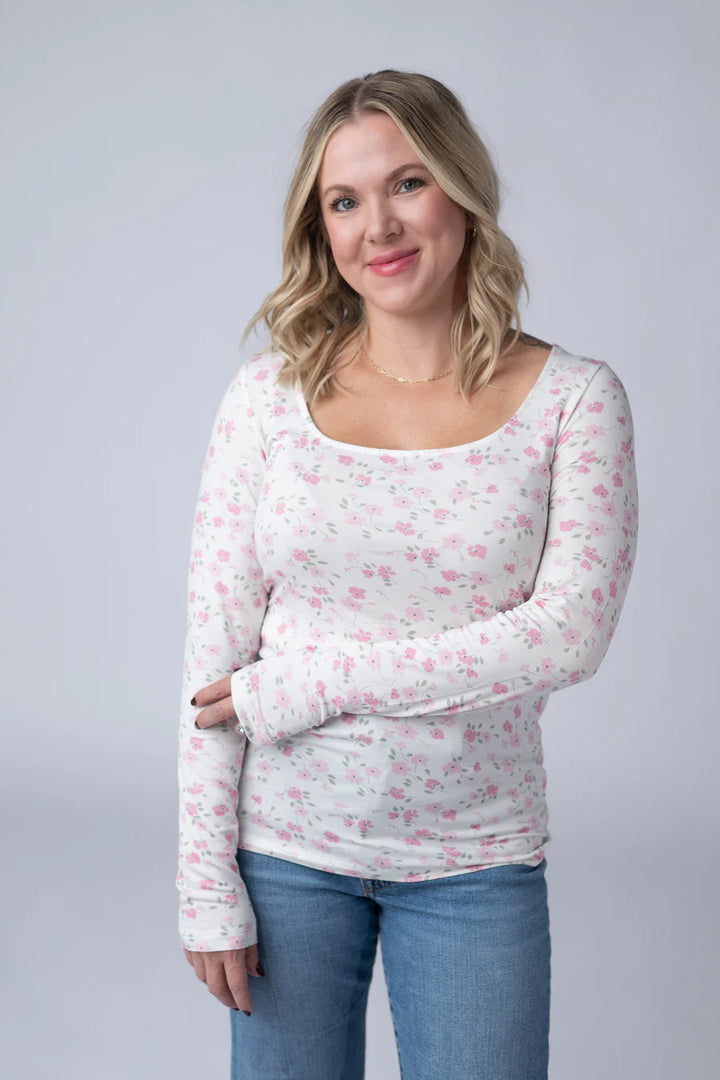 Michelle Mae | Alyssa Long Sleeve Top | Pretty In Pink Floral