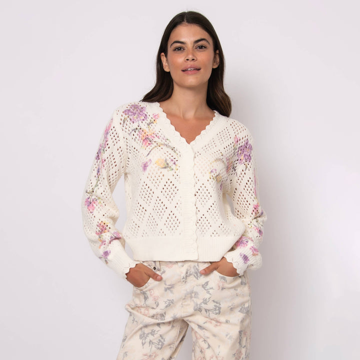 Chrissy Long Sleeve Floral Knit Cardigan