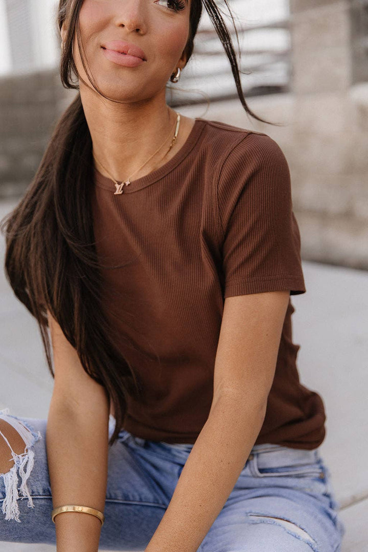 Ampersand Ave | Ribbed Lulu Tee | Coffee