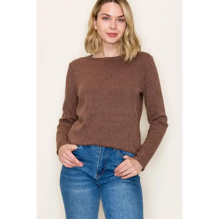 Classic Ribbed Pullover | Brown