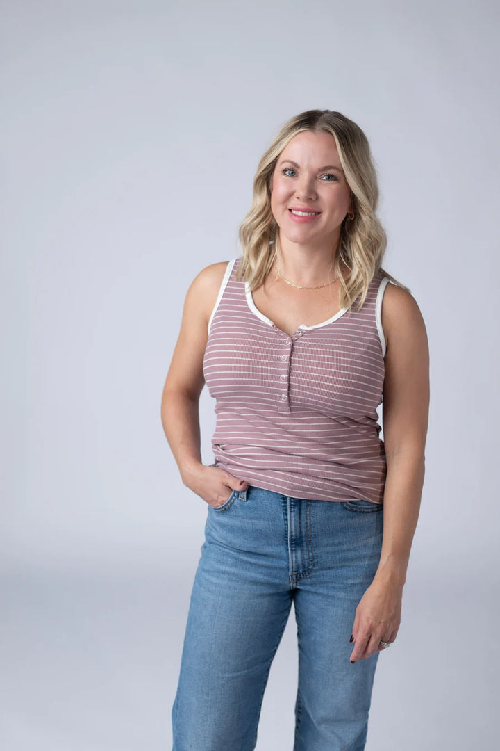 Michelle Mae | Shiloh Button Snap Tank | Dusty Rose