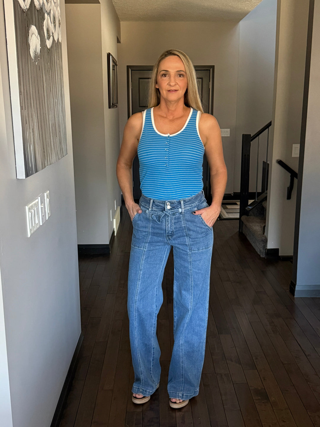 Michelle Mae | Shiloh Button Snap Tank | Ocean Blue