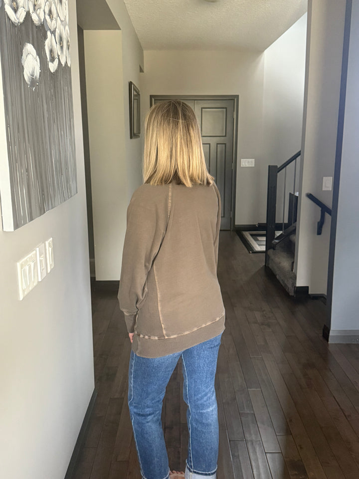 Remi French Terry Pullover | Brown