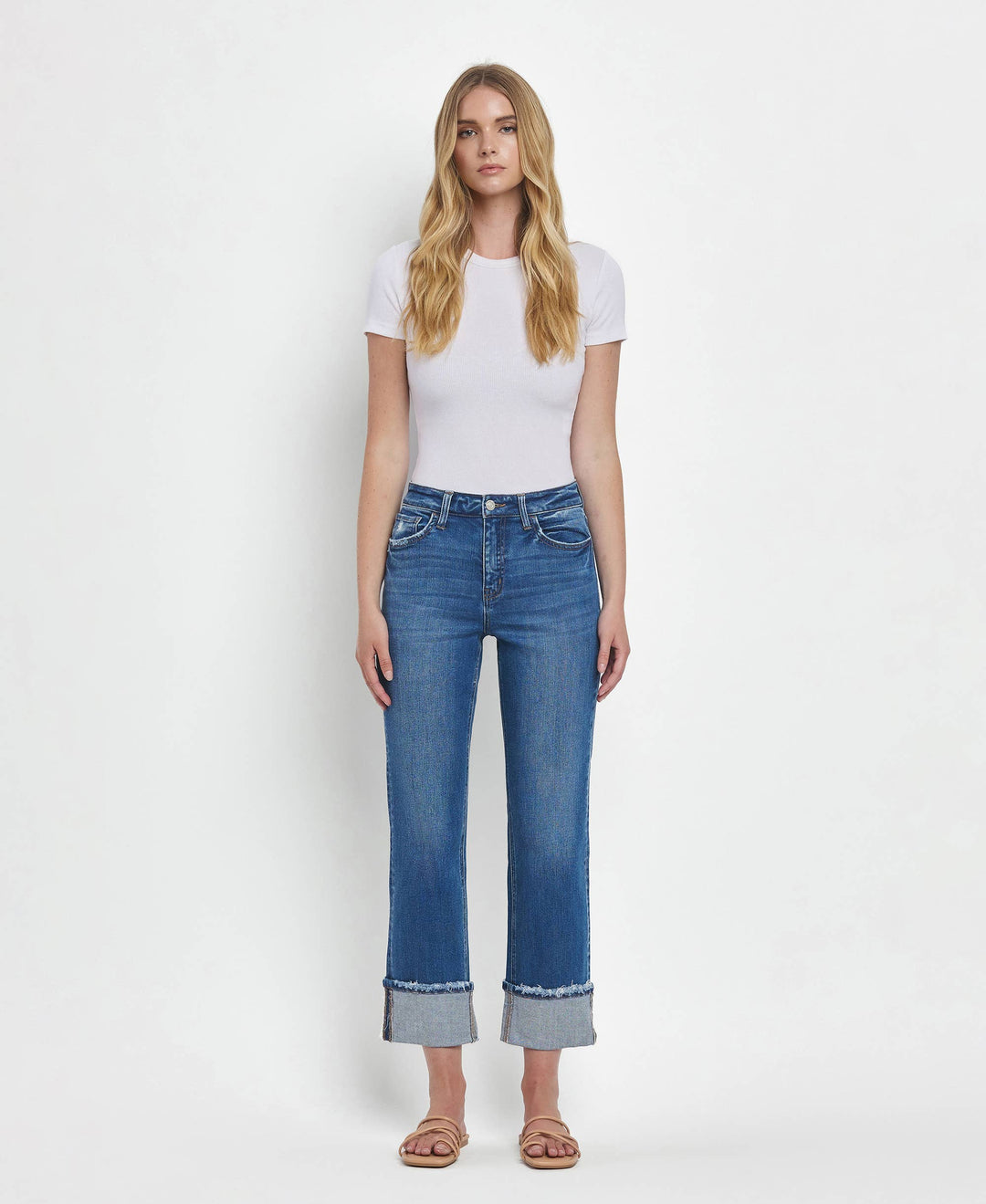 Vervet | Franklin High Rise Cuffed Straight Jeans